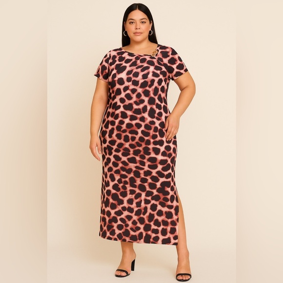 NWT Black and Pink Leopard Patterned  Dress W pockets! RW2 - Picture 1 of 3